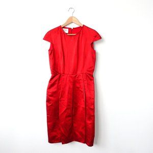 VALENTINO Dress 44 Red Cocktail Medium Silky‎ Midi Formal Satin Italian Luxury
